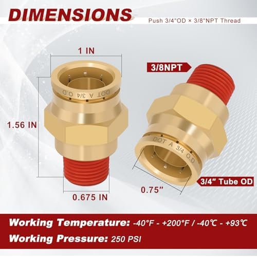 DOT Approved Male Straight Brass Union 3/4" Tube x 3/8" NPT, 10PCS - Image 5