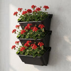 VILLCASE 4pcs Stackable Wall Planter for Herbs and Flowers, Black Plastic - Image 7