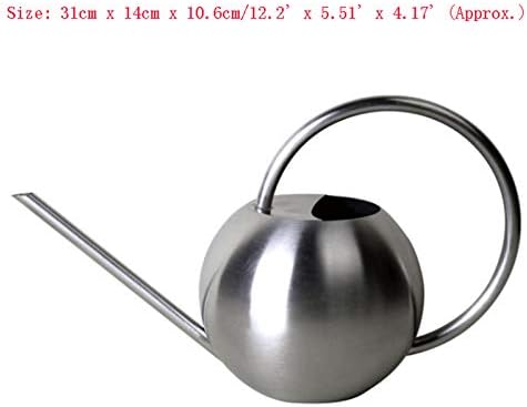 Long Nozzle Watering Can 1000ml Stainless Steel Metal European Plant Pot Sprinkler with Handle for Garden Household Tool (Color : Silver) - Image 2