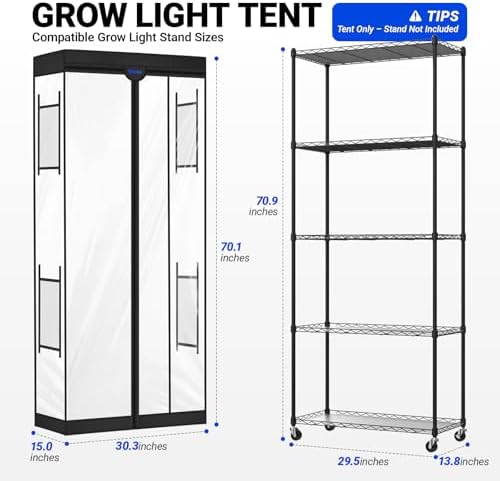 Barrina Plant Stand Tent, Clear, 30.3 x 15.0 x 70.1IN, Fits LP750 - Image 2