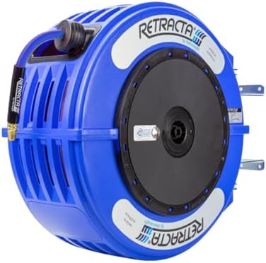 Macnaught R3 Thermoplastic Heavy Duty Retractable Hose Reel 1/2 in x 65 ft for Air & Water, 300 PSI, Blue by MacnaughtUSA
