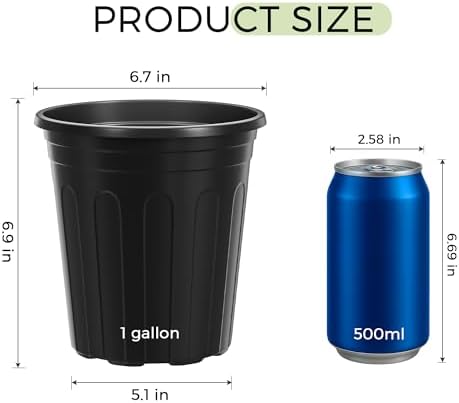 GroTheory 100 Pack 1 Gallon Nursery Pots, 6.7 Inch Plastic Pots for Plants - Image 6
