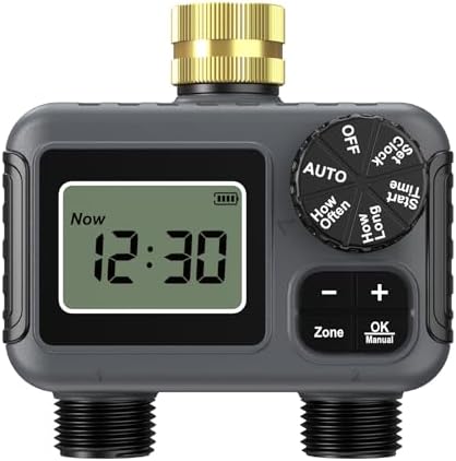 Hose Water Timer, Programmable Sprinkler Timer with Rain Delay/Manual/Automatic Drip Irrigation System for Garden Yard, 2 Outlet by Unknown