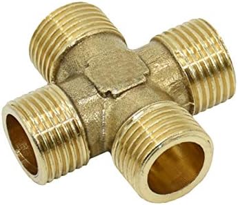 Quick Connect Garden Hose Male Thread 1/2 Inch Cross Joint Brass 4-way Manifold Threaded Joint Pipe 10Pcs (Color : Gold) - Image 7