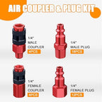 40PCS 1/4" Aluminum Air Hose Fitting Coupler & Plug Compressor Kit - Image 2