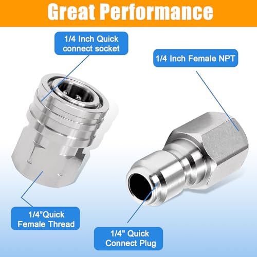 1/4Inch Pressure Washer Quick Connect Fittings,8 Pack,Female & Male Thread - Image 5