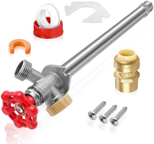 Boltigen 12inch Anti-Siphon Frost Free Sillcock, No Lead Brass Frost Proof Outdoor Faucet Bib with Backflow Preventer, 1/2" Push-to-Fit Connector X 3/4 Inch Hose Bibb Frost Free Spigot by Boltigen