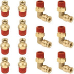 1/4" Tube x 1/4" NPT Male Straight & Elbow Brass Air Fittings Kit, 14PCS by BOERAY