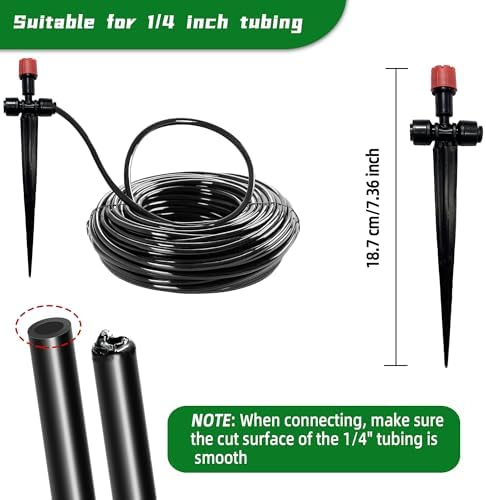 40PCS Push-to-Connect Drip Irrigation Emitters for 1/4 inch Irrigation Tubing, Two-Way Connection Adjustable Drip Emitter Sprayer with Stake, Irrigation Dripper Sprinklers for Drip Irrigation System - Image 2