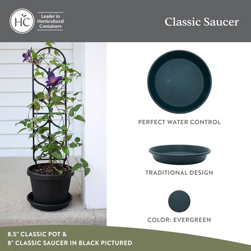 The HC Companies Flower Pot Saucers - Plastic Plant Saucer for Outdoors & Indoors - Traditional Design Plant Pot Trays for Water Drainage - Durable & Stylish Round Plant Tray (17.5-inch Evergreen) - Image 2
