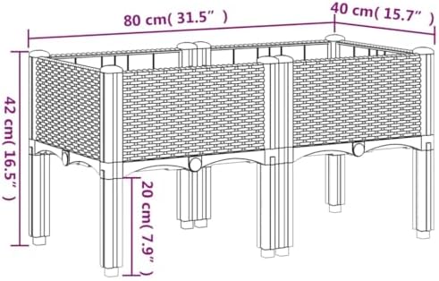 Elevated Garden Planter Box Brown PP Rattan Look 31.5x15.7x16.5 - Image 7