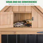 Ketive Outdoor Storage Cabinet, 67" Wooden Garden Tool Storage Shed - Image 3