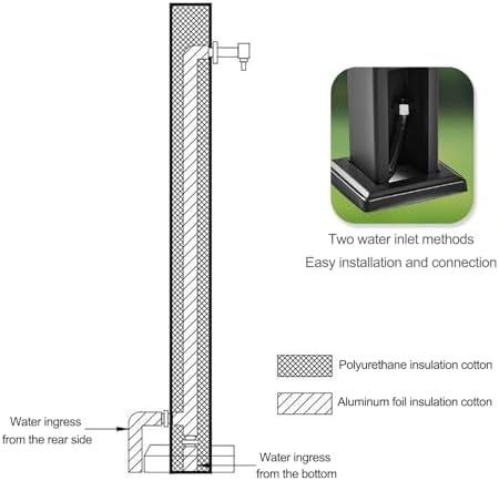 304 Stainless Steel Outdoor Vertical Hose Stand with Antifreeze Faucet, 5.9" x 23.6" Water Dispenser Hydrant for Irrigation and Washing - Image 6