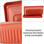 GREANER Long Planters for Outdoor Plants, 3 Pack 16.9x7.48 Inch Flower Windowsill Plastic Countryside Vegetable Box Pot with Tray for Plant Growing DIY in Garden, Balcony, Houses - Red - Image 4