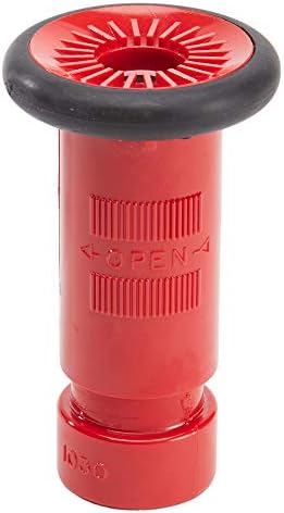 1" Plastic Red Fire Nozzle (NPSH) with Durable Rubber Bumper - Image 2