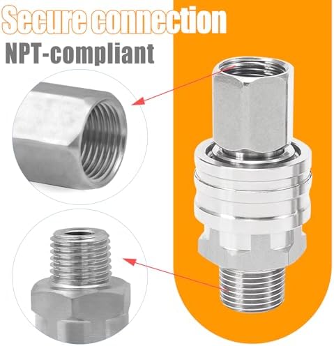 1/4Inch Pressure Washer Quick Connect Fittings,8 Pack,Female & Male Thread - Image 4