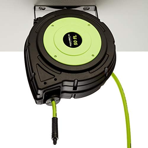 Flexzilla Retractable Enclosed Plastic Air Hose Reel, 3/8 in. x 50 ft., Heavy Duty, Lightweight, Hybrid, ZillaGreen - L8250FZ - Image 5