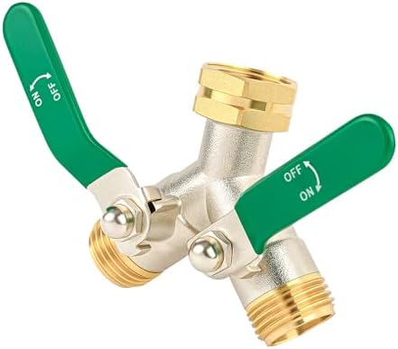 Love Is War 2 Way Y Garden Hose Splitter, 3/4" GHT Thread Brass Hose Connector, High Flow Outdoor Faucet Splitter for RV Yard Garden Watering by Unknown