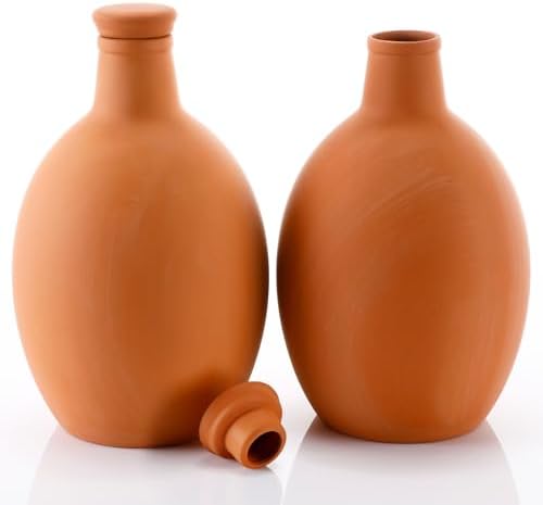 2 Pcs Large Terracotta Watering Pots 50 oz Ollas Self-Watering Pots Terracotta Watering Globes with Lid Plant Irrigation System for Indoor Outdoor Plants Raised Beds Garden by Ferrochef
