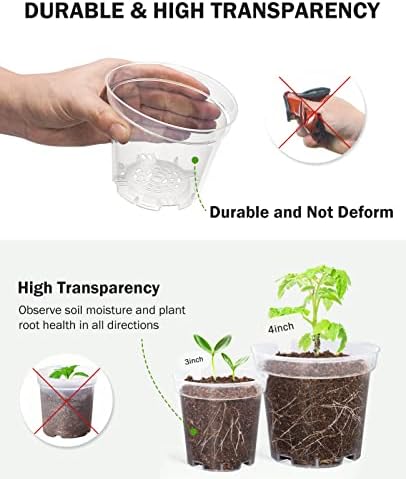 homenote 5 Inch Clear Nursery Pots with Drainage Holes for Plants (30 Pcs) - Image 5