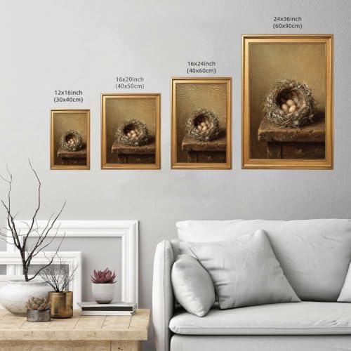 Gold Vintage Framed Bird Nest Wall Art, Still Life Nature Print - Image 3