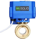 U.S. Solid 1 in Brass Motorized Ball Valve, Standard Port, 9-24 V AC/DC, 3-Wire Latching Self-Hold, Manual Override, Position Indicator by USSolid