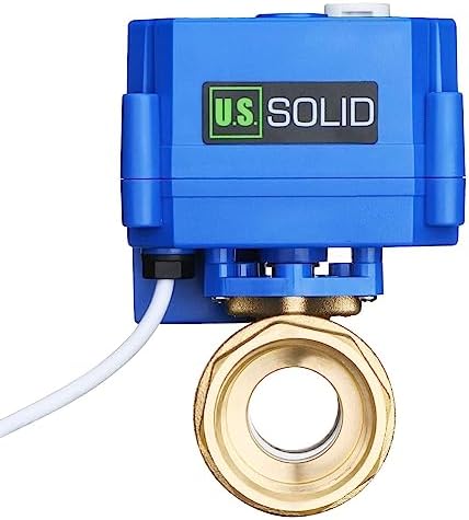 U.S. Solid 1 in Brass Motorized Ball Valve, Standard Port, 9-24 V AC/DC, 3-Wire Latching Self-Hold, Manual Override, Position Indicator by USSolid