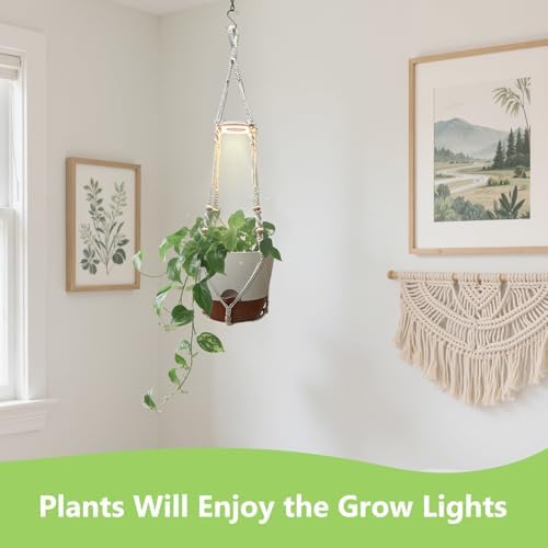 2 Pack Self Watering Hanging Planters with Grow Light for Indoor Plants - Image 3