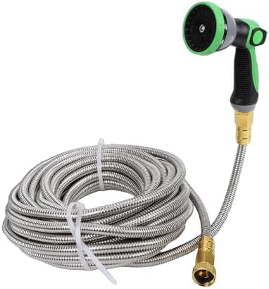 50ft Garden Hose Nozzle Sprayer, Heavy Duty Metal Water Nozzle, Flexible Portable Water Hose Sprayer with Adjustable Pattern, Ideal for Yard, Lawn, Washing Cars & Cleaning - Image 2