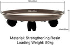 2 Pack 15.5" Brown Plant Caddy with Easy Moving Caster Wheels Round Movable Planter Dolly Trolley Tray Pallet Outdoor Indoor Tree Flower Stand Planter - Image 4