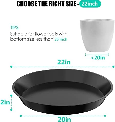 6 Pack Plant Saucer 12 14 16 18 20 22 Inch Plastic Plant Tray, Sturdy and Durable Flower Pot Container Accessories Plant Pot Saucers for Indoor and Outdoor (22 Inch, Black) - Image 2