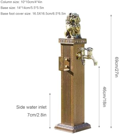 Freeze Proof Outdoor Faucet,Garden Water Column with Unique Design Brass Faucets,Outdoor Spigot with Garden Hose Holder Freestanding,Water Spigot Extender, Garden Tub Faucet(Gray,69cm/27in) - Image 2