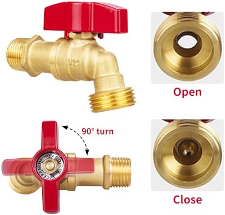 Brass Hose Bib 2PCS, 1/2"x 3/4" Outdoor Water Spigot, Outside Garden Faucet - Image 5