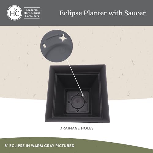 The HC Companies Eclipse Square Planter Pot, 12 Inch, Cottage Stone, 2-Pack - Image 3