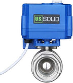 U.S. Solid Motorized Ball Valve- 1" NSF Certified 304SS Ball Valve with Manual Function, Full Port, 9-24V AC/DC and 2 Wire Auto Return Setup by USSolid