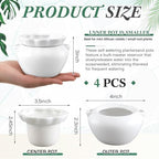 4 Set 4 Inch African Violet Pots Self Watering Ceramic - Image 3