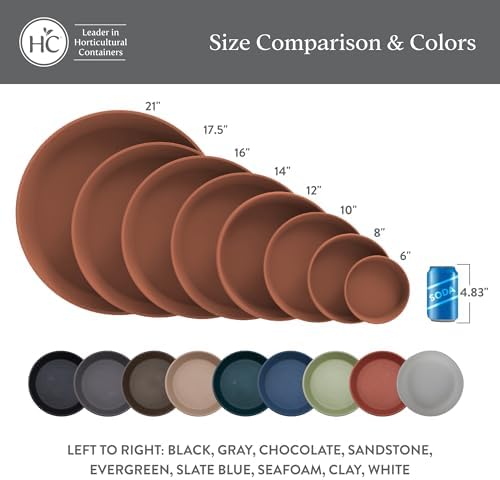 The HC Companies Flower Pot Saucers - Plastic Plant Saucer for Outdoors & Indoors - Traditional Design Plant Pot Trays for Water Drainage - Durable & Stylish Round Plant Tray (16-inch Evergreen) - Image 6