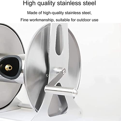 Irrigation Tools,Portable Garden Hose Reel Set, Stainless Steel Garden Hose Reel, Reinforced Garden Watering Pipe Cart for Patio, Deck, Yard, Garden, Home, Driveway,Rack+30mHose - Image 3