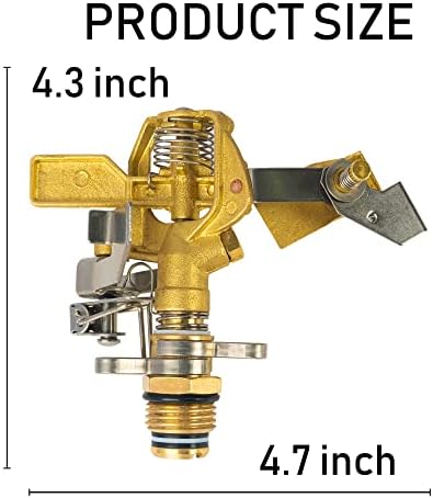 Hourleey 1/2 Inch Brass Impact Sprinkler, Heavy Duty Water Sprinkler Head, Adjustable 0-360 Degree Coverage Pattern, Watering Sprinkler with Nozzles for Large Patio Garden Irrigation (4 Pack) - Image 2