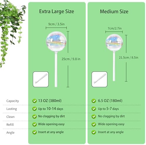 13oz Large Self Watering Globes,Glass Automatic Plant Waterer,Up to 2 Weeks - Image 5