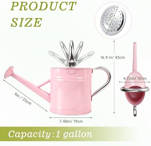 1 Gallon Watering Can for Outdoor&Indoor Plants，Pink - Image 2