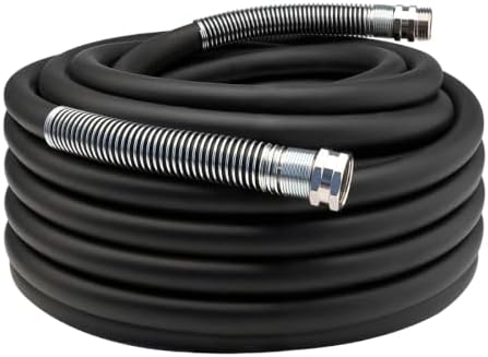 Guitrees 2026 Upgraded Garden Hose 75FT x 5/8", Heavy Duty Rubber Water Hose with Five Layered Braiding, Swivel male and female Nickel-plated Brass Fittings, 1000PSI Burst, 300PSI Working (Black) by Guitrees