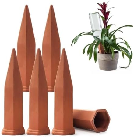 6‑Pack Ceramic Self Watering Spikes, Terracotta Plant Waterer for Pots by Unknown