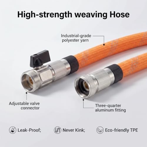Garden Hose 100ft Non-Expanding, Burst-Proof Flexible Water Hose with Thickened TPE Core & Round Braided Polyester, Kink-Free & Lightweight for Yard and Camper. - Image 3
