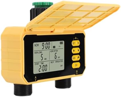 Solar Panel Sprinkler Timer, Double Outlet Smart Water Timer with Rain Sensor, Automatic Watering Valve Irrigation Controller System for Garden Hose Lawns Yard by oreilet