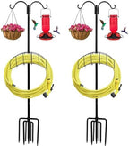2-Pack Garden Hose Holder Stand with 7 Prong Base and Dual Shepherd Hooks by HIEDUYT