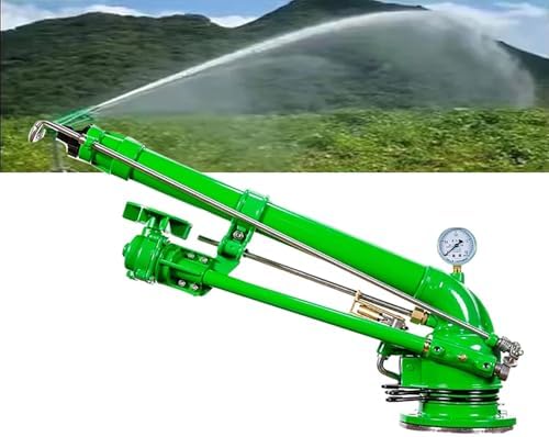 Agricultural Farm Irrigation Sprinkler(2''), 360° Rotary Large-Area Watering Sprayer with 6 Replacement Nozzles, Range Radius 28-60m and Working Pressure 2-8bar, for Farms, Orchards, Lawn by Unknown