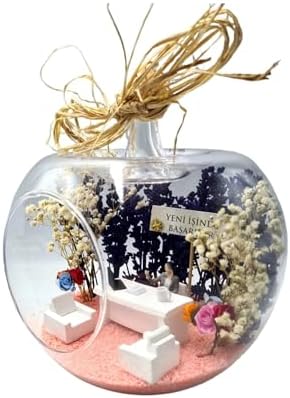 Terrarium for New Job Success - Globe Glass Jar with Preserved Lavender, Miniature Office Desk Set, and 'Success' Sign - Unique Decorative Gift for Colleagues and Friends - refined Home and Office - Image 3