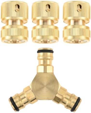 For Solid Brass Y Piece Junction with Quick Connectors kit Garden Hose Splitter for 13mm 1/2" and 15mm 5/8" for Anti-leak - Image 2