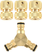 For Solid Brass Y Piece Junction with Quick Connectors kit Garden Hose Splitter for 13mm 1/2" and 15mm 5/8" for Anti-leak - Image 2